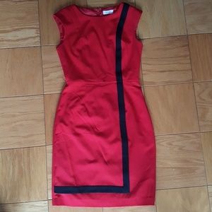 Calvin Klein Colorblock Sheath Dress Red/Black